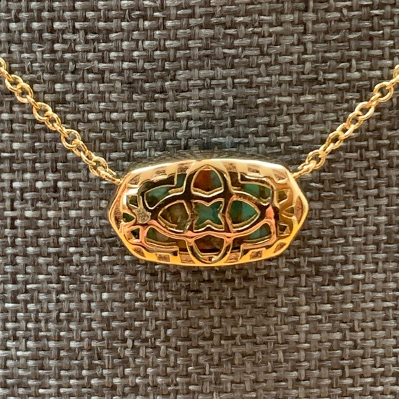 Kendra Scott Elisa Veined Turquoise Necklace 14k Gold Over Brass. Color Bar - Picture 9 of 10